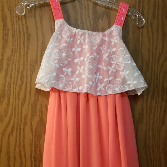 Beautiful sequined and lace, high low coral sun dress. Excellent condition. - Picture 3 of 7